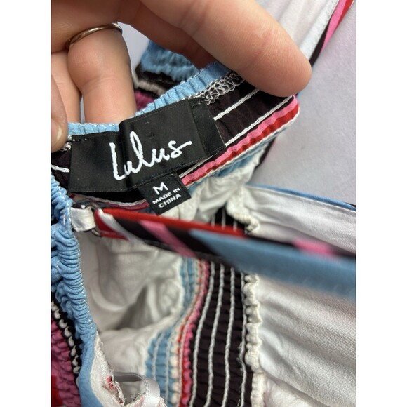 Lulus Andi Pink And Blue Striped Maxi Dress Triangle Top Women’s Medium - Picture 5 of 7